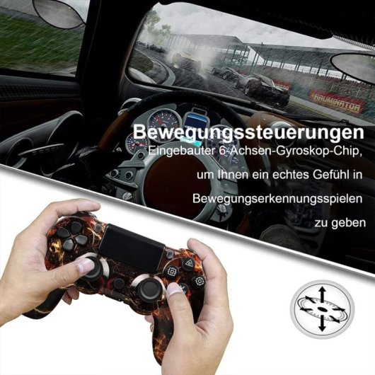 Kinsi P4YXSB Gamepad Compatible con PS4 Fantasma de Fuego