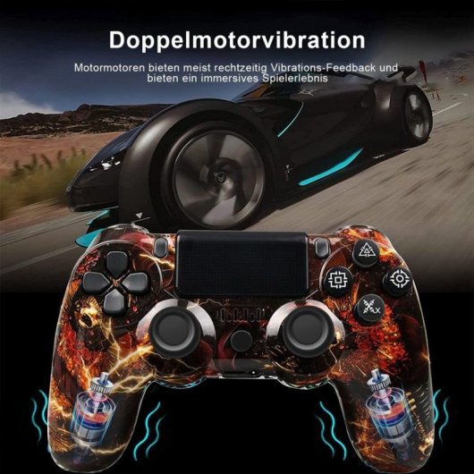Kinsi P4YXSB Gamepad Compatible con PS4 Fantasma de Fuego