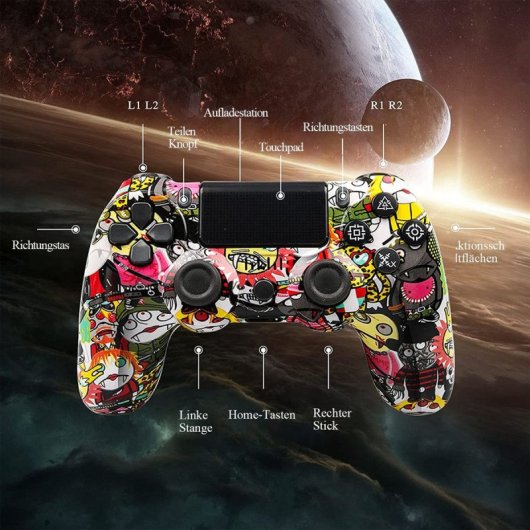 Kinsi P4YXSB Gamepad Compatible con PS4 Dibujos Animados