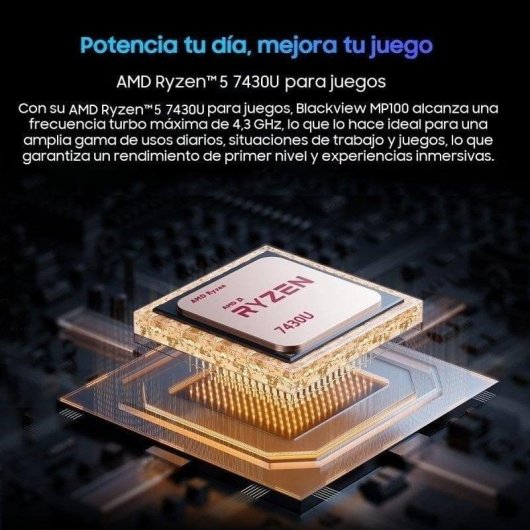 Mini PC Blackview MP100 AMD Ryzen 5 7430U 16GB 512GB SSD Radeon Graphics Windows 11 Pro RGB