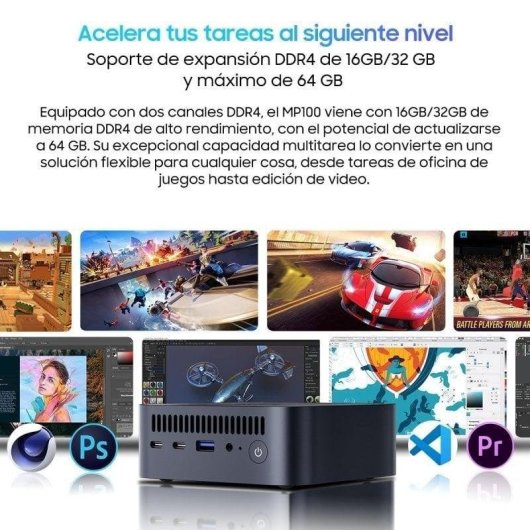 Mini PC Blackview MP100 AMD Ryzen 5 7430U/16GB/512GB SSD/Radeon Graphics Windows 11 Pro Grigio