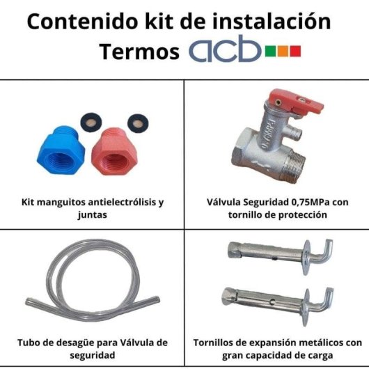 Termo eléctrico ACB Europe 50L 1500W horizontal con termómetro y regulador frontal