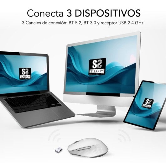 Subblim Curve Ergo Dual Rato Ergonómico Sem Fios Branco