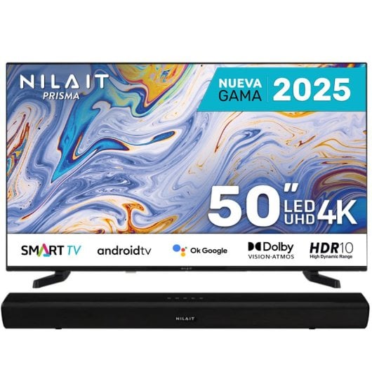 Nilait Prisma NI-50UB7001S 50" LED + Regalo Harmony Sound bar Barra de Sonido Bluetooth 2.0 30W