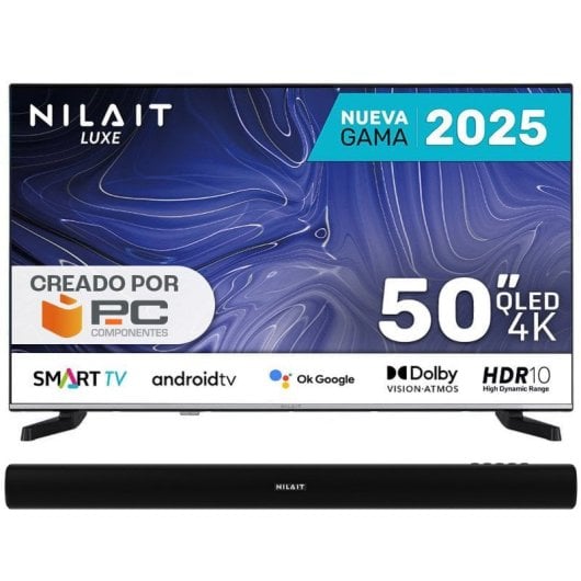 Nilait Luxe NI-50UB8001SE 50" QLED + Nilait Harmony Sound bar Barra de Som Bluetooth 2.0 30W