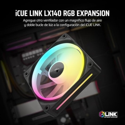 Corsair PWM iCUE LINK LX140 RGB Expansión de Ventilador Único 140 mm Negro