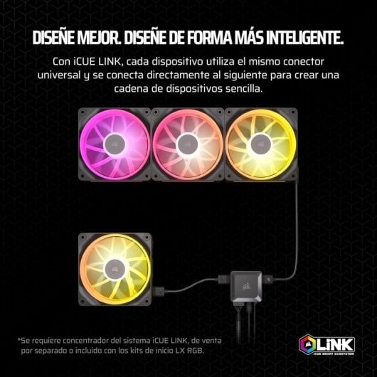 Corsair PWM iCUE LINK LX140 RGB Expansión de Ventilador Único 140 mm Negro