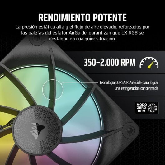 Corsair PWM iCUE LINK LX140 RGB Expansión de Ventilador Único 140 mm Negro