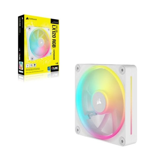 CORSAIR LX RGB-Serie, iCUE LINK LX120 RGB Weiß, 120-mm-RGB-Lüfter, Einzellüfter
