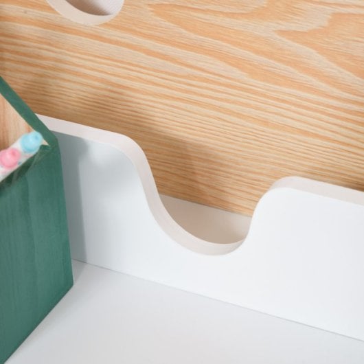 Homcom Mesa para Crianças Com Cadeira 70x50x75 Cm Branco e Natural