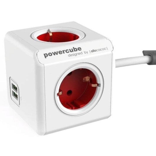 Allocacoc Powercube Extended USB 4 Tomas + 2 USB 1.5 m Rojo