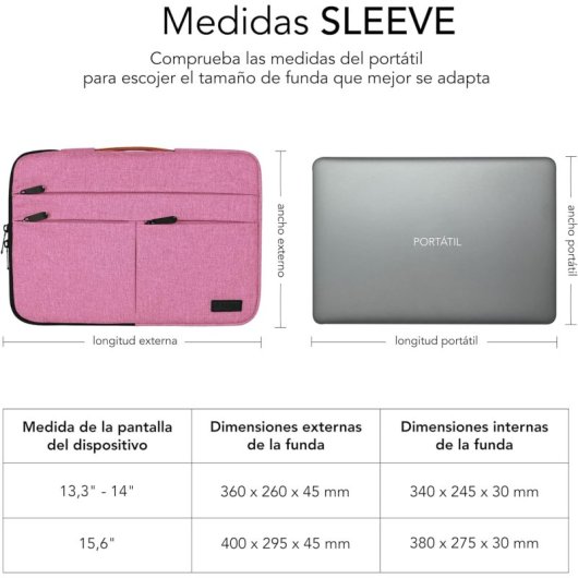 Subblim Air Padding 360 Funda para Portátil 14" Rosa