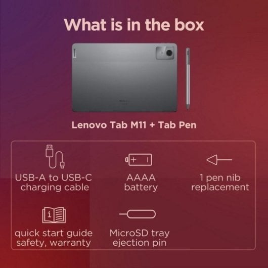 Tablet Lenovo Tab M11 11" 128GB 8GB Wifi 7040mAh Android 13 Cinzenta com Caneta