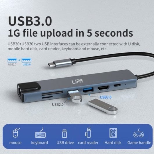 Lipa S8 Dockstation USB-C Grau