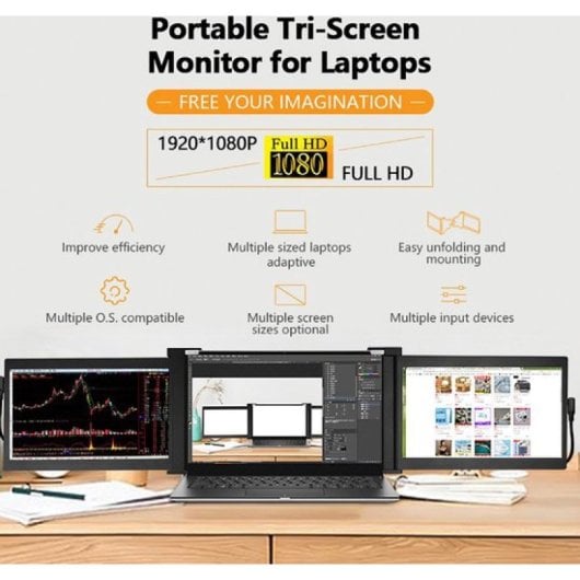 Lipa HDR-70 Monitor Triple Pantalla para Portátil 11.6" LED FullHD