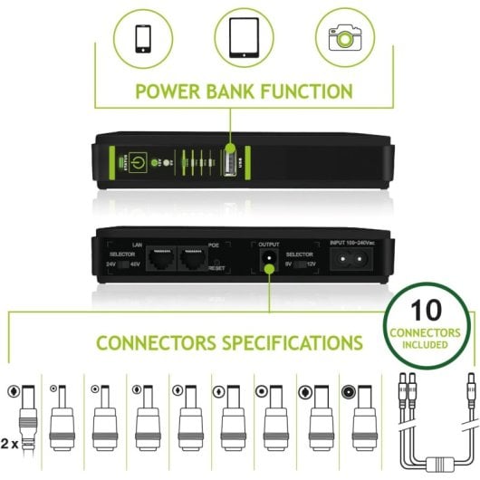 Tecnoware Era Plus DC Mini SAI 9VDC/12VDC PoE 24VDC/48VDC 25W Protección Contra Cortes de Energía