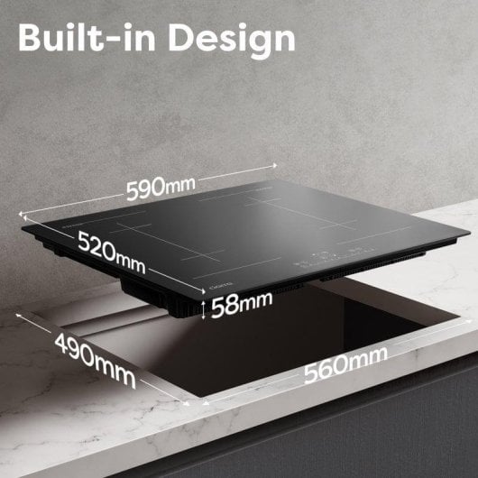 Piano a induzione Ciarra AWBIH4BF 4 zone 7200W Flex Boost 60cm Nero