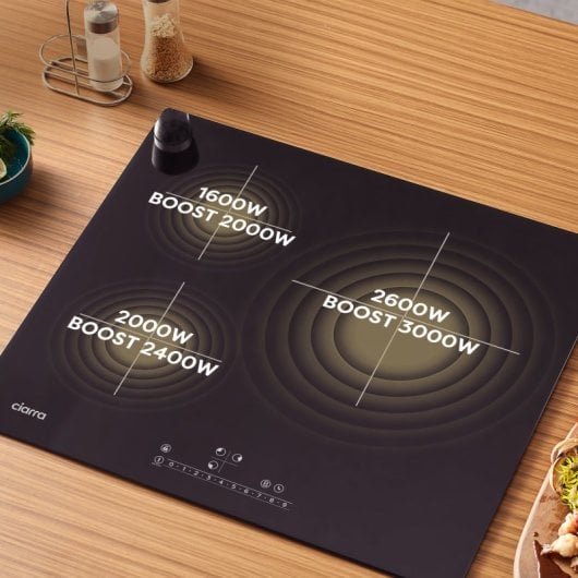 Ciarra AWBIH3B Plaque à induction 3 zones fonction Boost 6200W 60cm Noir