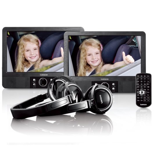 Lenco MES-415 Leitor DVD e USB Portátil com Dois Ecrãs 9" Preto