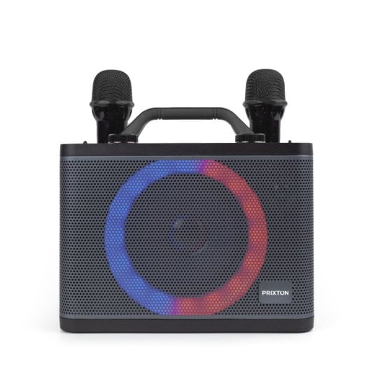 Prixton Partygo Karaoke Portátil RGB con 2 Micrófonos Bluetooth Luz Led