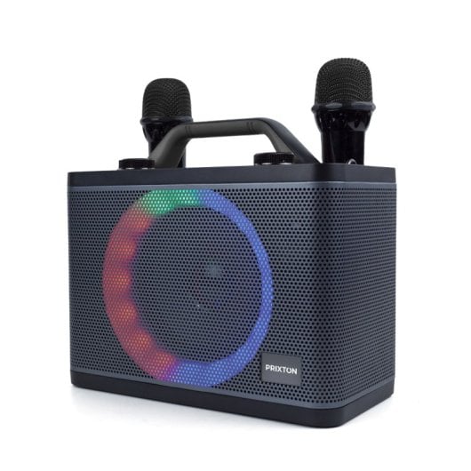 Prixton Partygo Karaoke Portátil RGB con 2 Micrófonos Bluetooth Luz Led