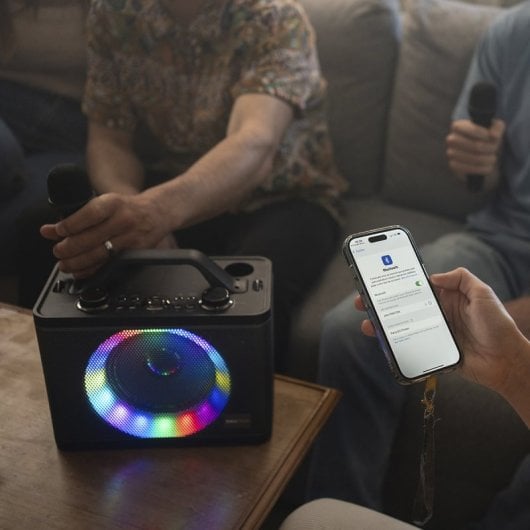 Prixton Partygo Karaoke Portátil RGB con 2 Micrófonos Bluetooth Luz Led