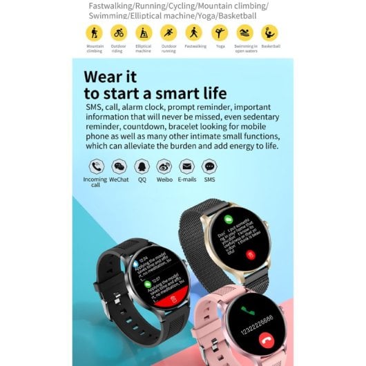 Karen M Ny20 Smartwatch Bluetooth 5.0 IP68 Rosa