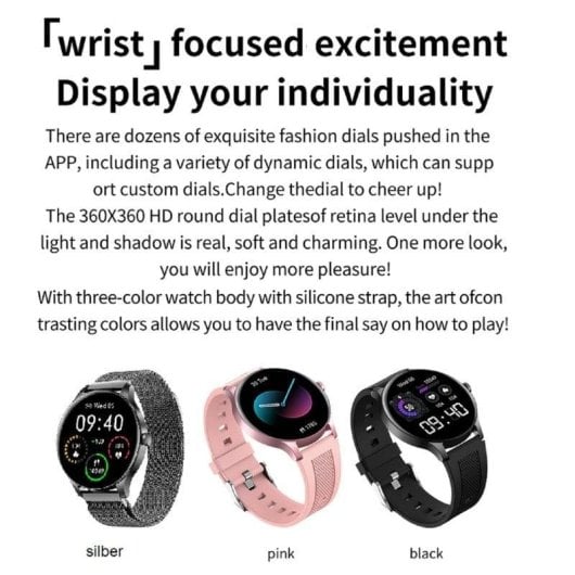 Karen M Ny20 Bluetooth 5.0 1.3" TFT Rosa IP68 Monitorização Saúde Compatível Android/iOS