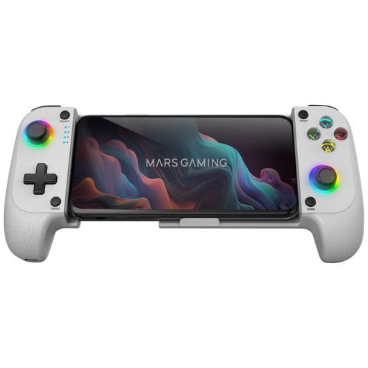 Mars Gaming MGPX Gamepad Vibración Dual Función Turbo Bluetooth 5.0 RGB Blanco para Android e IOS