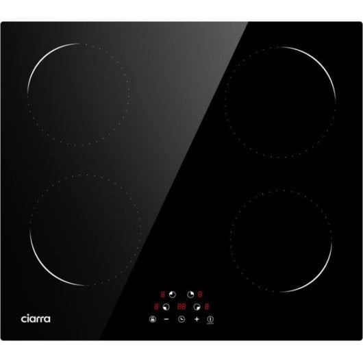 Ciarra AWBBIH4-C Table de cuisson à induction 4 zones avec bouton tactile et minuterie 6000 W 59 cm