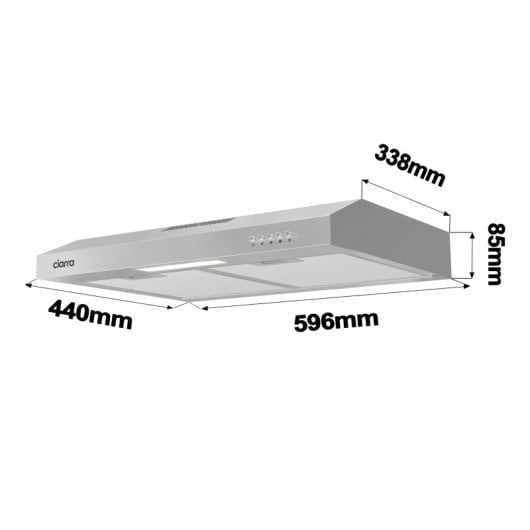 Ciarra AW6903DS Campana Extractora Decorativa de Recirculación 60cm A+ Acero Inoxidable