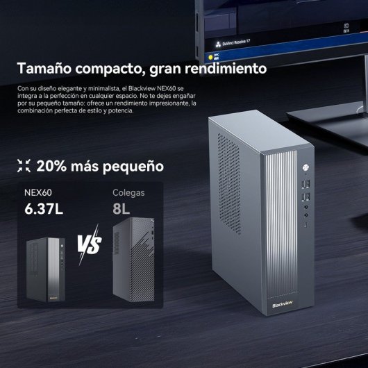 Ordinateur de bureau compact Blackview NEX60 6,37 L, processeur Intel Core 5 210H, 16 Go de RAM DDR4, SSD de 512 Go, Windows 11 Professionnel
