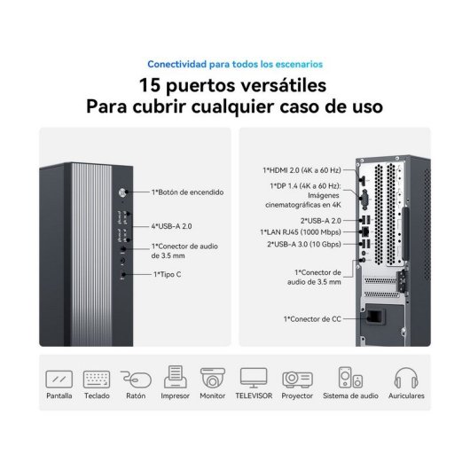 Ordinateur de bureau compact Blackview NEX60 6,37 L, processeur Intel Core 5 210H, 16 Go de RAM DDR4, SSD de 512 Go, Windows 11 Professionnel