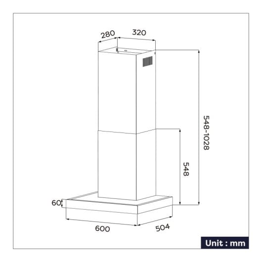 Ciarra AW6102B Campana Extractora Decorativa con Pantalla Táctil 4 Velocidades LED A+++ 60cm Negro