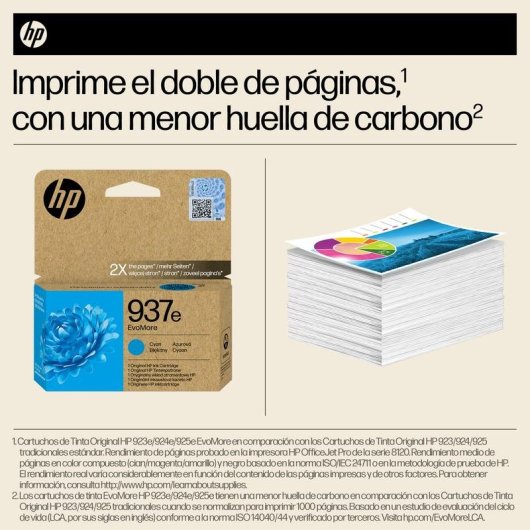 Cartucho de Tinta HP EvoMore 937e Cyan XL Alto Rendemento