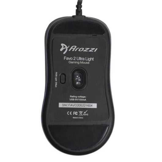 Souris de jeu Arozzi Favo-2 ultra légère RVB 16 000 DPI noire