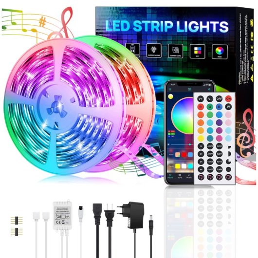 Kinsi BT Tira LED Bluetooth con Mando a Distancia 30m