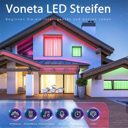 Kinsi BT Tira LED Bluetooth con Mando a Distancia 20m