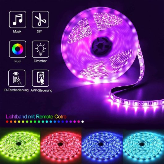 Kinsi BT Tira LED Bluetooth con Mando a Distancia 20m