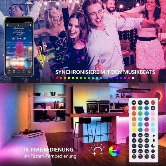 Kinsi BT Tira LED Bluetooth con Mando a Distancia 20m