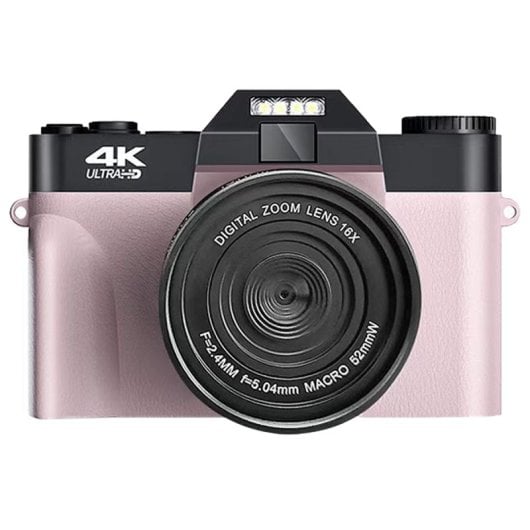 Kinsi DC08 Cámara Digital 3.0" 48MP 4K Cámara de Viaje Rosa
