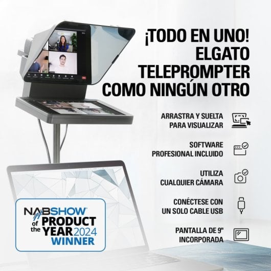 Elgato Prompter Teleprompter für Content-Ersteller + ausziehbares 3-teiliges Stahl-Einbeinstativ