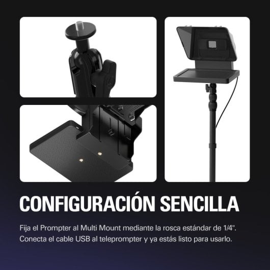 Elgato Prompter Teleprompter für Content-Ersteller + ausziehbares 3-teiliges Stahl-Einbeinstativ
