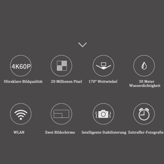 Kinsi H25R Cámara Deportiva 4K Wifi Táctil Doble Pantalla HD
