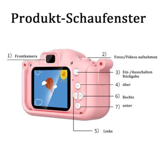Kinsi H3 Kids Cámara 2.0" 20MP Cámara Dual Delantera y Trasera Rosa