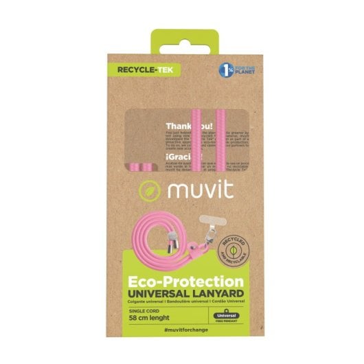 Muvit For Change Universalanhänger mit transparenter Halterung + rosa Kordel