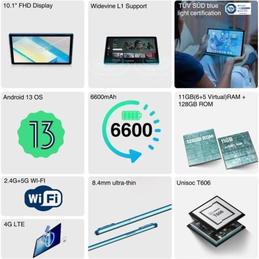 Tablet Doogee T10s 4G 10,1" 6GB 128GB Verde