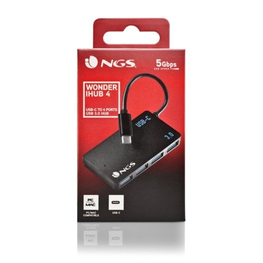NGS Wonder IHUB4 Hub USB 3.2 Gen 1 (3.1 Gen 1) Tipo-A 480Mbit/s Preto