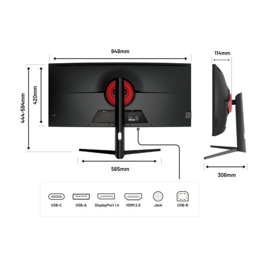 JAPANNEXT JN-5X40 39.7" LED IPS UltraWide WQHD FreeSync Curvo USB-C