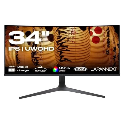 JAPANNEXT JN-IPSC34UWQHDR-C65W-H 34" LED IPS UltraWide QHD FreeSync incurvé USB-C